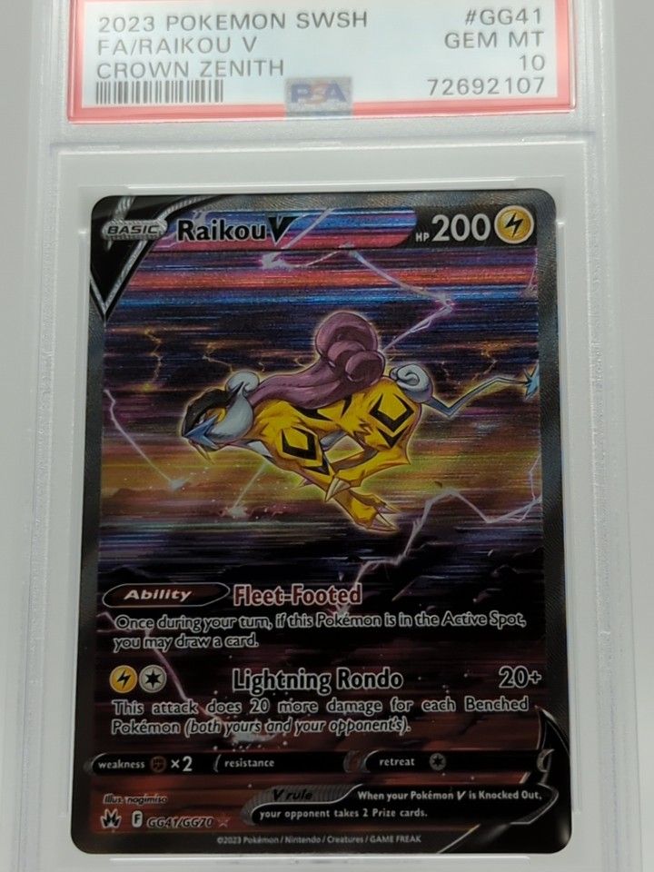 Mavin  2023 Pokemon Crown Zenith Full Art Raikou V GG41 PSA 9