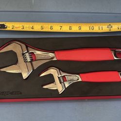 Snap-on Tools 2 pc Wide Mouth Adjustable Wrench Set with PRO-FI™ Organization (Red) Sizes 8" and 12"