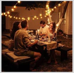 Outdoor String Lights 180FT, 90+6Pcs Vintage Bulbs Shatterproof 2700K LED Patio String Lights Waterproof, Connectable Edison Style Lights, Hanging Lig