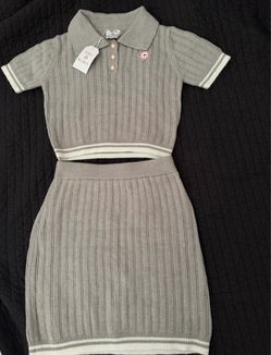 Casablanca Knit Polo Crop Top & Skirt Set