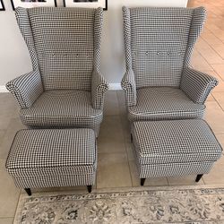Chairs With Ottoman, Set Of 2