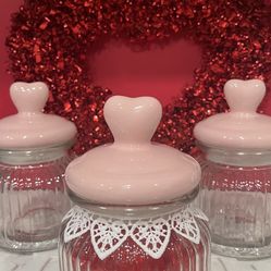 Valentine Glass Candy Jar