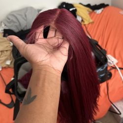 Styled Beautiful Red Wig With Edges 