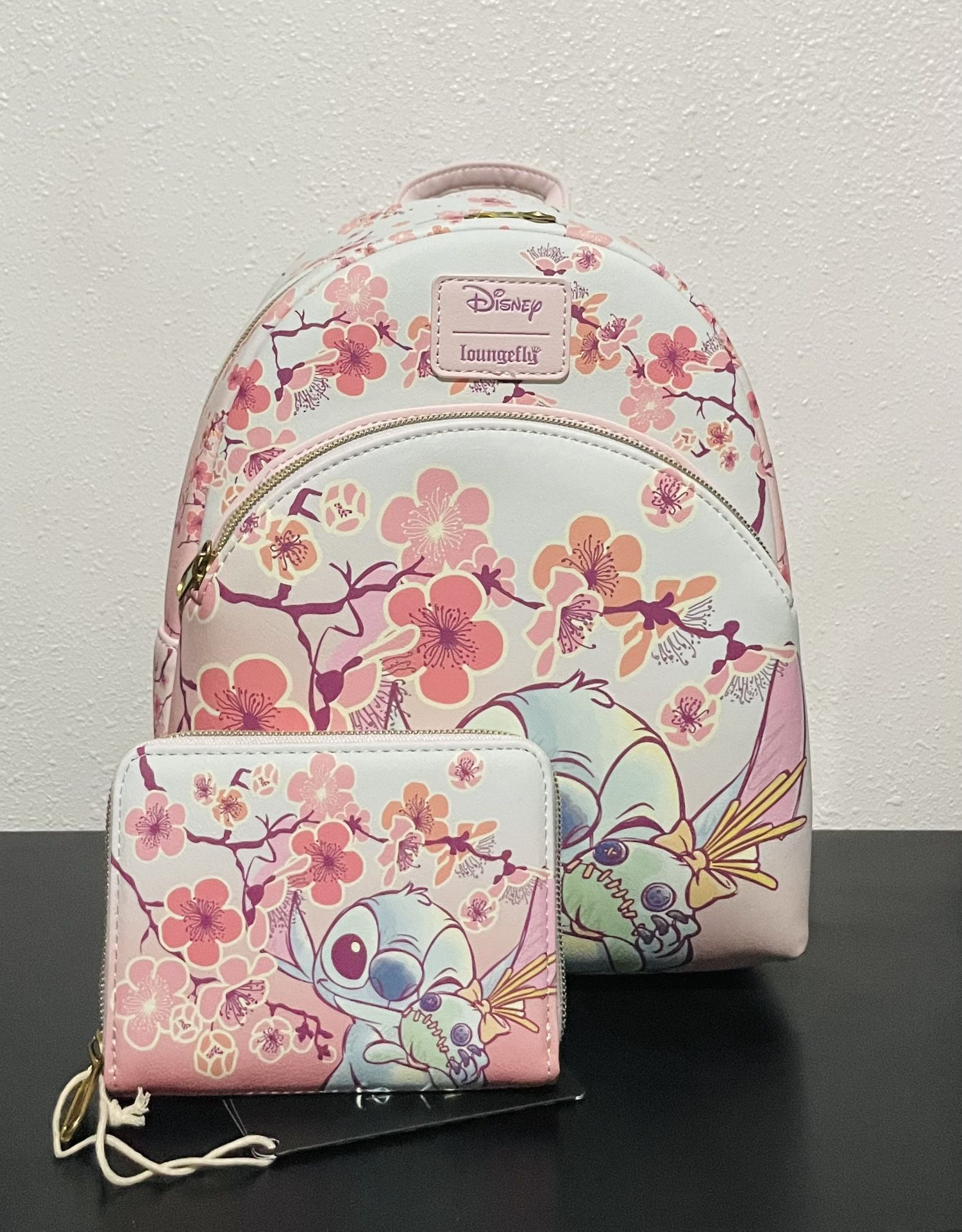 Loungefly Disney Lilo and Stitch & Scrump Cherry Blossoms Mini Backpack