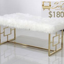 Faux Fur Accent Bench 39.5 “