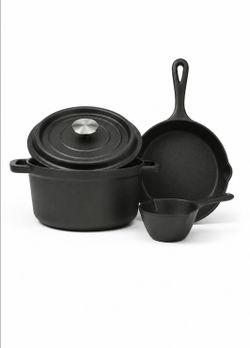 Cast iron Dutch oven, sauce pans and skillet