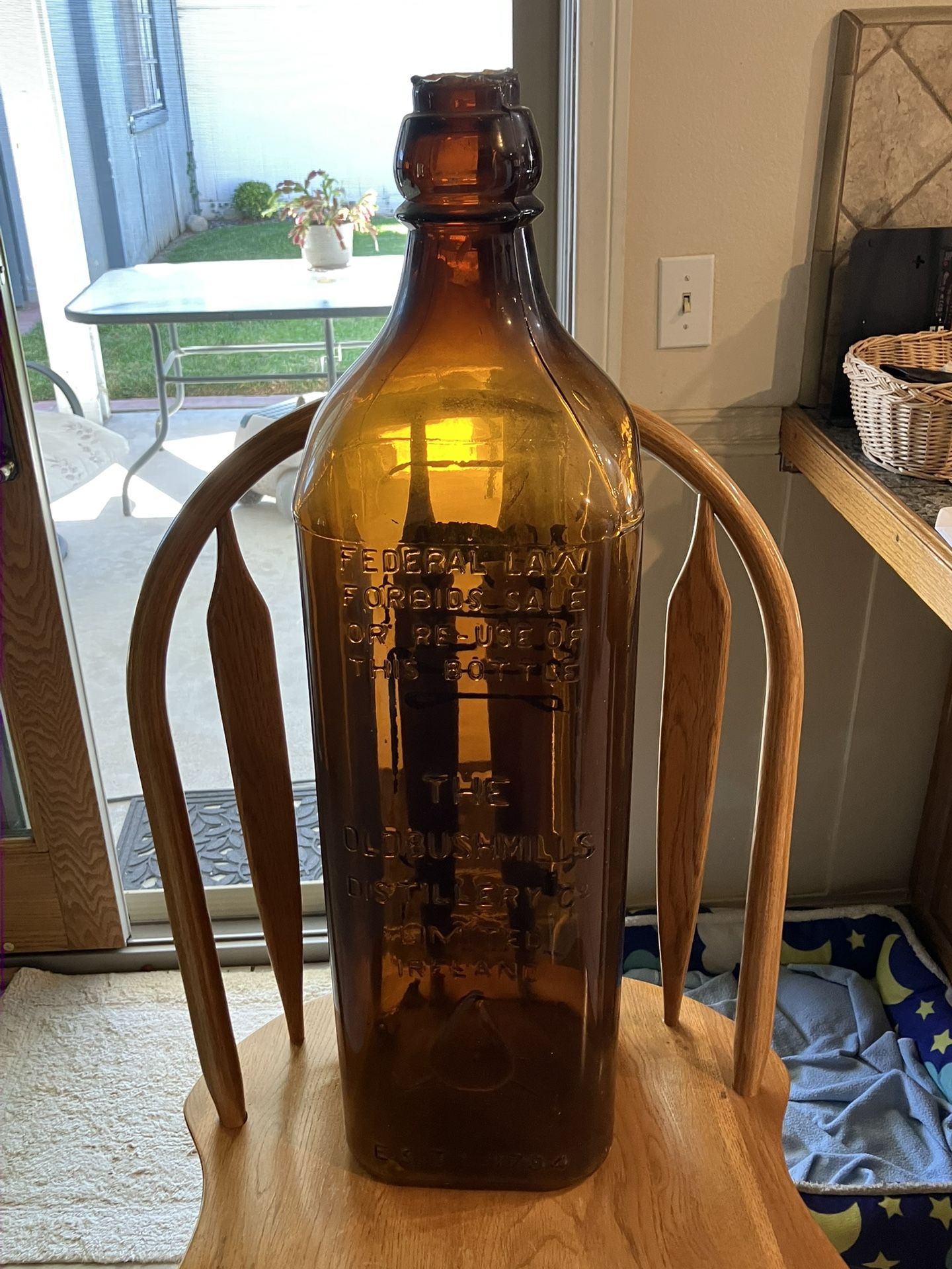 Very Large Antique Irish Whiskey Bottle 