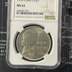 Cuba coin moneda peso abc 1936 fecha clave