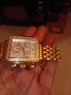 Michele Deco Chronograph Gold Diamond Watch