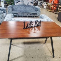 60 in. Rectangle Dark Walnut Wood-Top Modern A-Leg Dining Table( NEW IN A BOX)