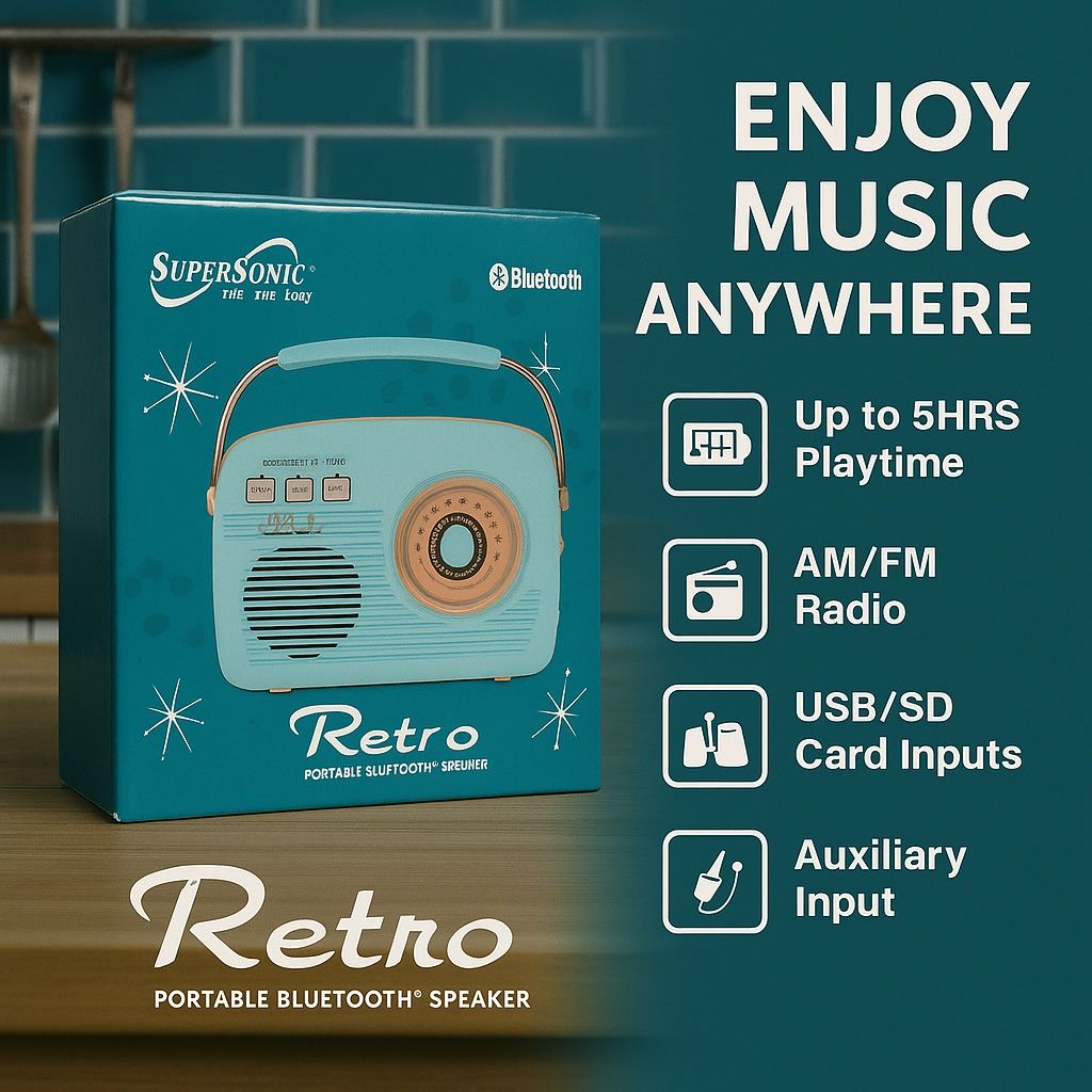 Retro Supersonic SC‑1201BT Bluetooth Speaker – Vintage Style!