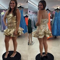 New With Tags Jovani Gold Sequin Short Formal Dress & Homecoming Dress $45