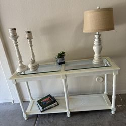 Antique Sofa Table and Lamp