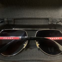 Prada Linea Rossa Sunglasses SPS 50Y 5AV-06G Silver Gunmetal Polarized with Case