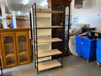 Light Grey Wood & Metal 5-Tier Display Shelf