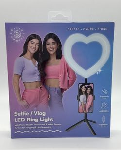 Dixie & Charli - Selfie / Vlog LED HEART Ring Light with Table Stand, Brand New!