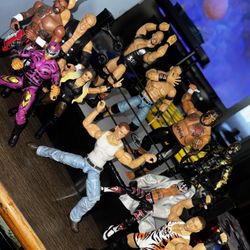 11 Wrestling Figures & Ring Included 
