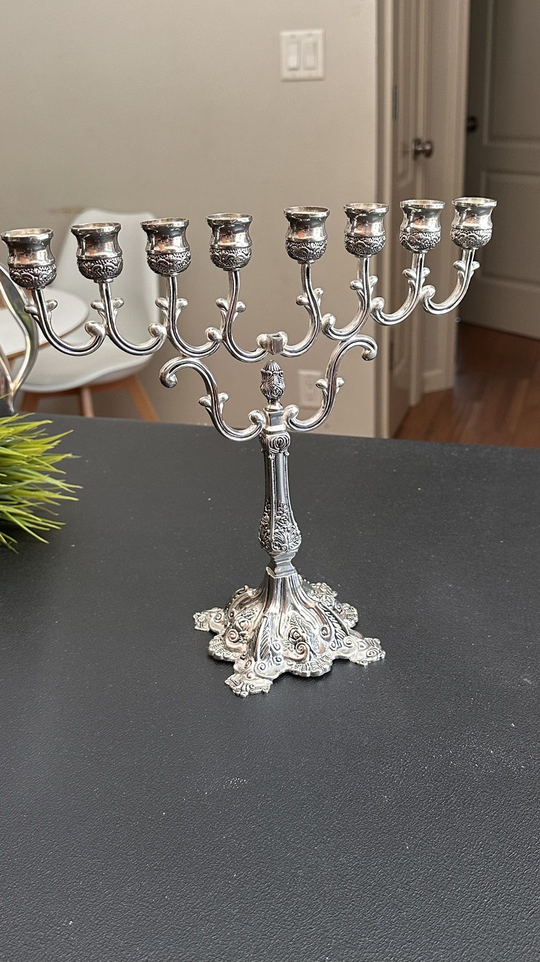Elegant Silver plated Menorah Candle Holder