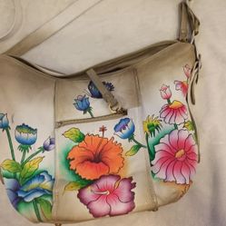 Beige, Flower Pattern Purse 