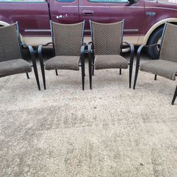 Set Of 4 Metal Outdoor Patio Chairs 