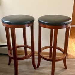 28.35-in H Bar height Upholstered Swivel Wood Backless