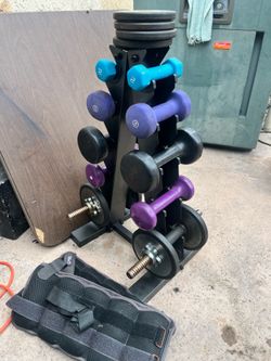 weights -rack+2 15lbs. leg weghts