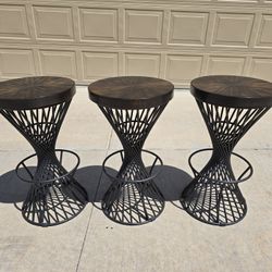 Hillsdale Kanister 3 Round Barstools - Walnut Finish- Must Pickup 