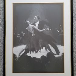 Tango Couple Large Framed Ballroom Dance Art Print 29.5" x 37.5"