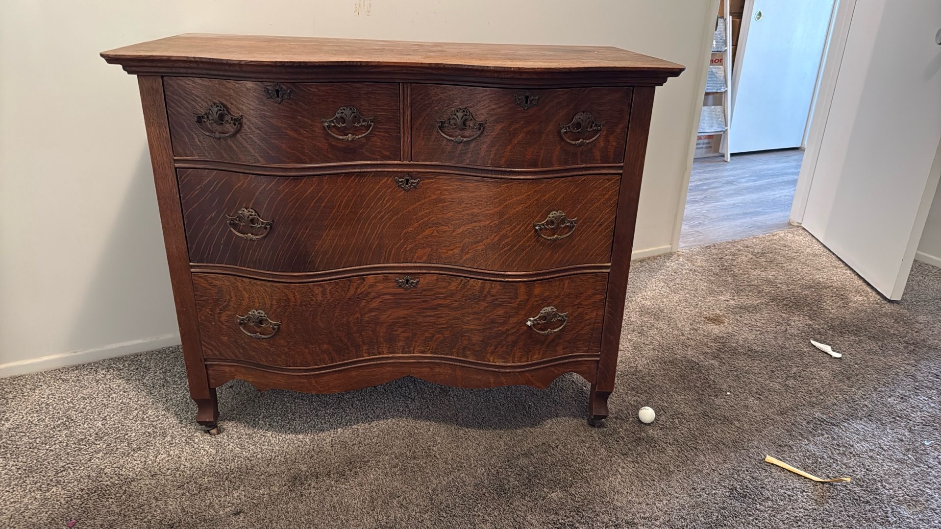 Vintage Solid Wood Dresser -curved Front Beautiful grain