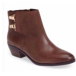 Sam Edelman Peter Bootie Women's Size 6 Brown Leather Gold Double Buckle
