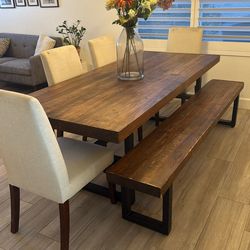 Pottery Barn Dining Table And Bench