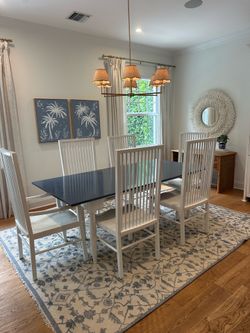 Dining table set with 8 chairs and extension.