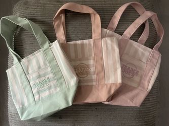 Trader Joe’s Mini Canvas Tote Bags Pastel Colors (Set of 3)