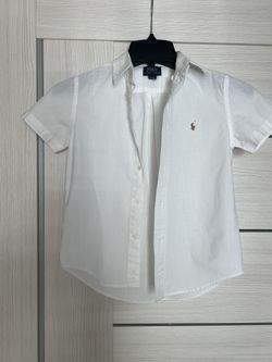 Polo Button Up White Shirt For Kids (size 7)