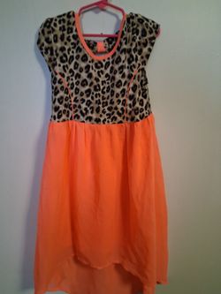 Leopard Print and Coral Dress Size medium 7-8