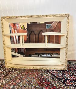 Ornate Framed Mirror with Built-In Shelves