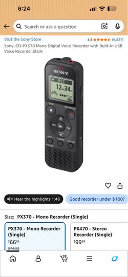 Sony ICD-PX370 digital voice recorder