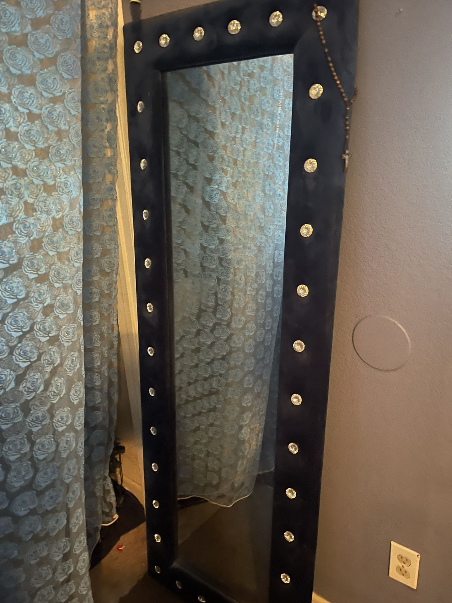 Blue velvet bedazzled mirror $275 obo no lowballing