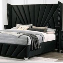 Black Beds - King & Queen Sizes•Modern Style Bedroom Upholstered Beds