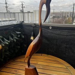 Hand-Carved Wooden Bird Sculpture