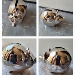 PIGGYBANK PIG SILVER PLATED (GOES FOR $50. & UP) Great Gift Birth Of A Child OR Man That Has Everything Engrave A Date OR Event