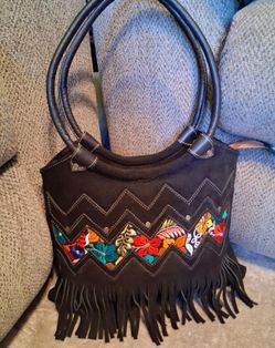 Sude leather Crafted Handbag