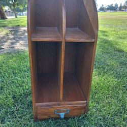 Vintage Wood Desktop Library Organizer Letter File Cabinet w/Drawer 19.75x10x8.5....asking $40.00
