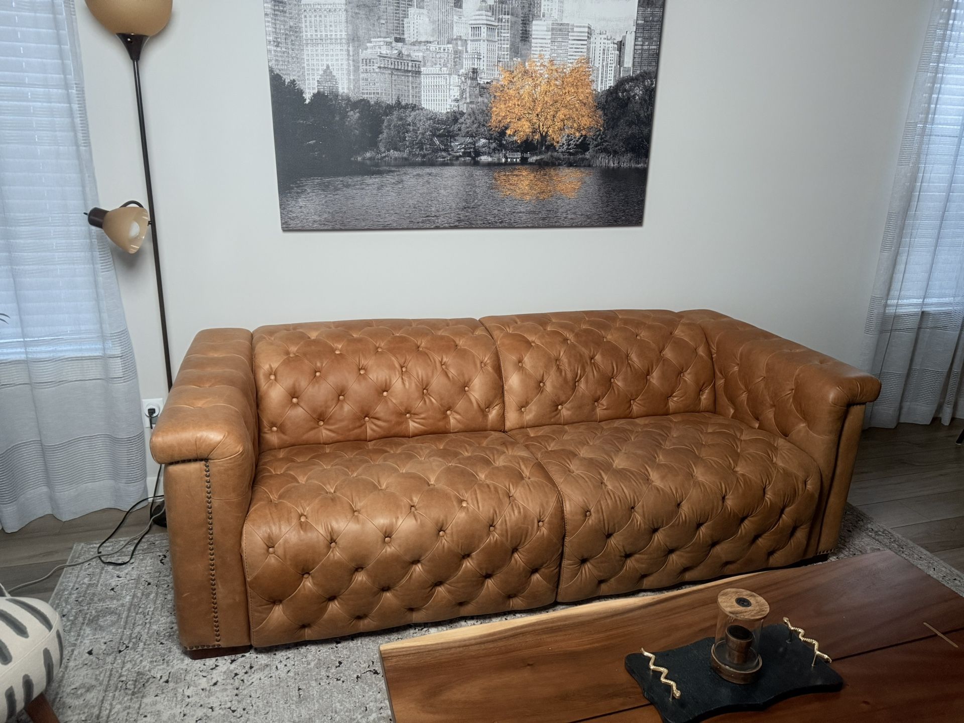 Hooker Furniture Savion 1.5 LAF/RAF 2 over 2 Sofa w/ PWR Rec PWR HR Saddlebag Coin