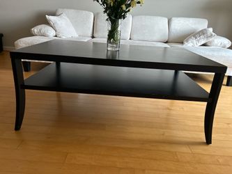 Crate & Barrel Large Black Coffee Table with Shelf