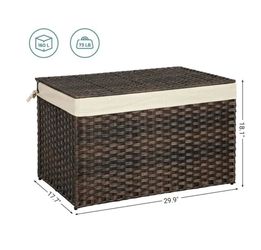 SONGMICS 42.3 Gallon Storage Basket Woven Blanket Bin w/ Handles - Brown
