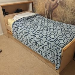Twin Bed with Drawers and Storage Shelf