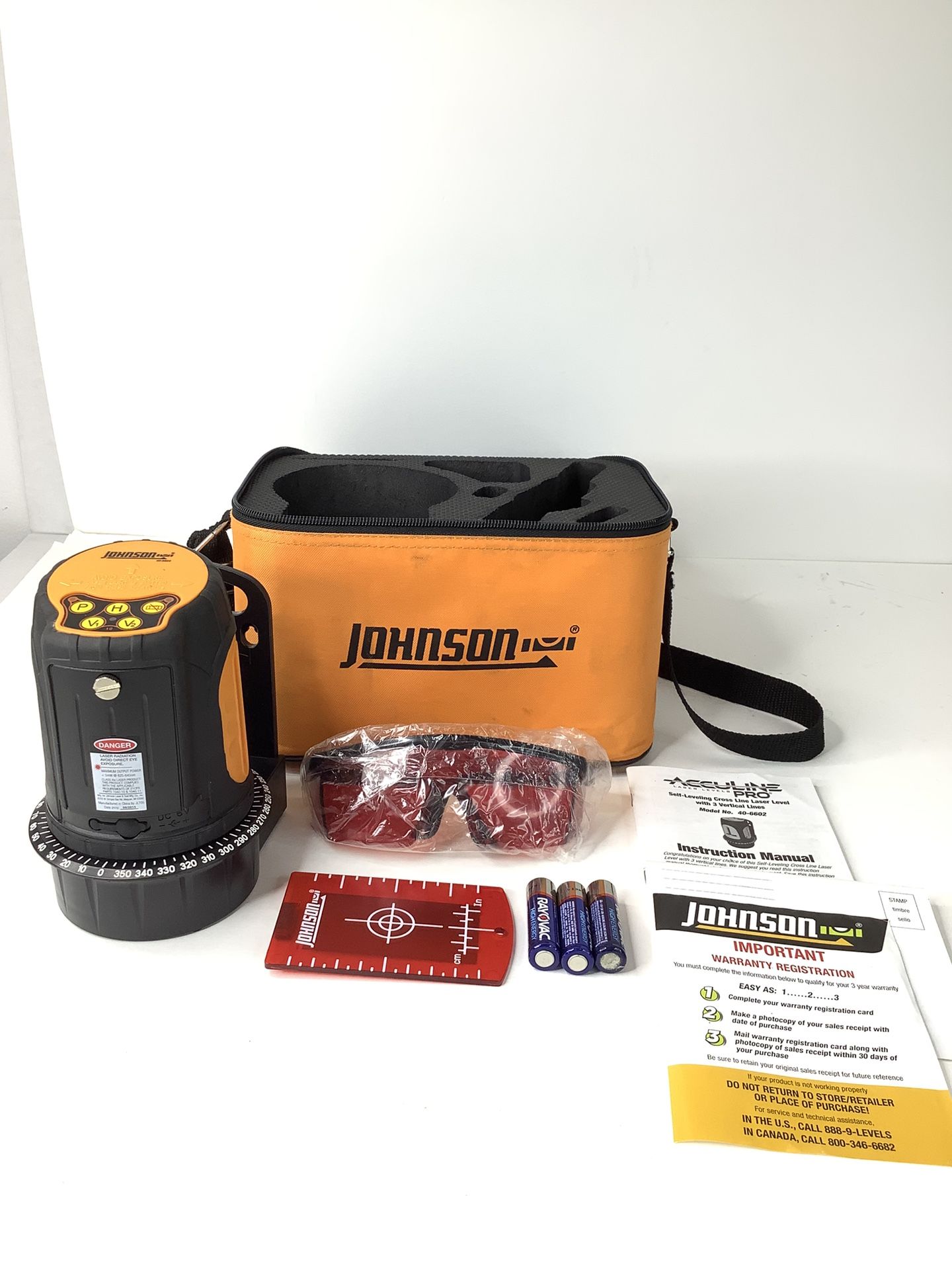 Johnson Self - Leveling Cross Line Laser W\ Carry Case