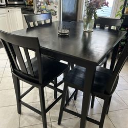 Solid Wood Tall Kitchen Table And Chairs 