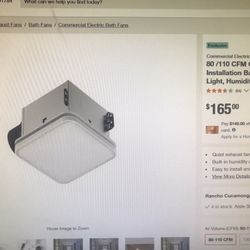 Commercial Electric 80/110 CFM Ceiling/Wall Mount Roomside Installation Bathroom Exhaust Fan With Night Light, Humidity Sensor, ENERGY STAR